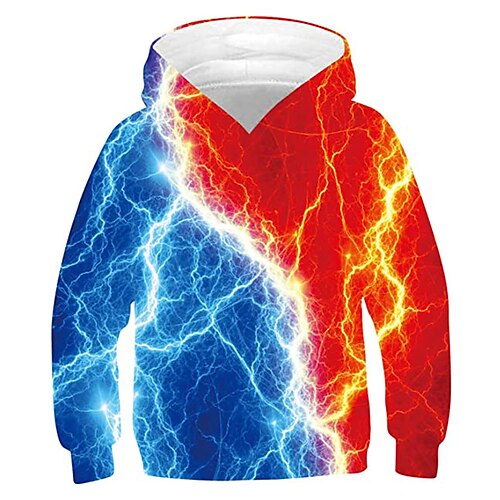 

Kids Boys Hoodie Smoke Outdoor 3D Print Long Sleeve Pocket Active 3-13 Years Winter Blue Orange Red