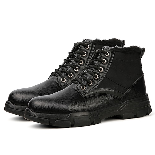 

Men's Safety Shoe Boots Plus Size Sporty Casual Athletic Safety Shoes Leather Canvas Booties / Ankle Boots Black Winter