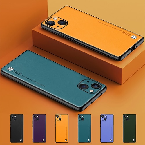 

telefon Etui Til Apple Bagcover Klassisk serie iPhone 14 Pro Max Plus 13 12 11 Mini X XR XS 8 7 Støddæmperramme Bløde kanter Ikke-gulning Ensfarvet PU Læder