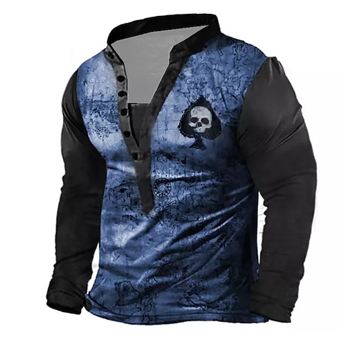 

Men's Unisex Sweatshirt Pullover Button Up Hoodie Graphic Prints Poker Print Casual Daily Sports 3D Print Streetwear Designer Casual Hoodies Sweatshirts Long Sleeve Blue