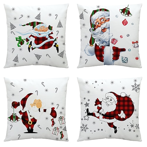 

Christmas Double Side Throw Pillow Cover 4PC Snowman Soft Decorative Square Cushion Pillowcase for Bedroom Livingroom Sofa Couch Chair Machine Washable