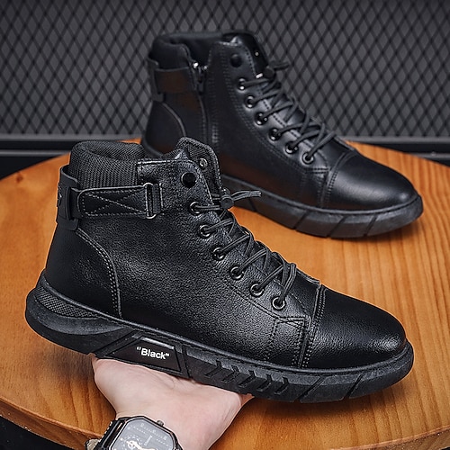 

Men's Trainers Athletic Shoes Comfort Shoes Athletic Walking Shoes PU Over The Knee Boots Black Fall