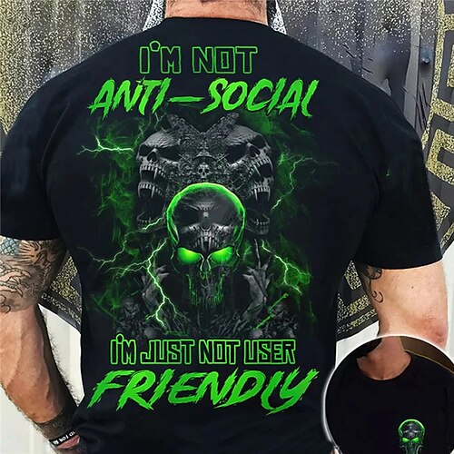 

Men's Unisex T shirt Tee Skull Graphic Prints Crew Neck Green 3D Print Outdoor Street Short Sleeve Print Clothing Apparel Sports Designer Casual Big and Tall / Summer / Summer