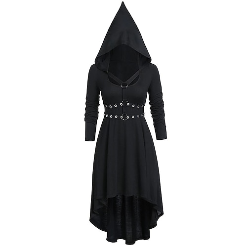 

Women's Casual Dress Swing Dress Midi Dress Black Long Sleeve Pure Color Plus High Low Winter Fall Autumn Hooded Modern Winter Dress Fall Dress 2022 S M L XL XXL