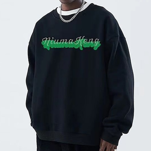 

Men's Sweatshirt Pullover Graphic Letter Print Daily Holiday Going out Hot Stamping Streetwear Casual Hip Hop Hoodies Sweatshirts Long Sleeve White Black / Winter / Fall / Winter