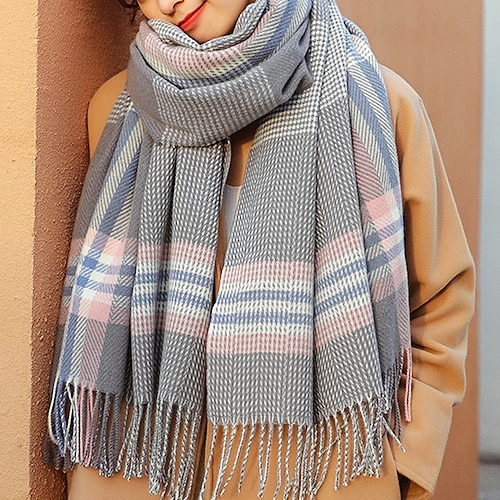 

Women's Women's Shawls & Wraps Outdoor Dailywear Holiday Camel Blue Pink Scarf Plaid