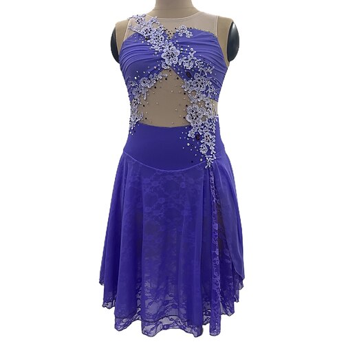 

Figure Skating Dress Women's Girls' Ice Skating Dress White Black Purple Spandex High Elasticity Training Competition Skating Wear Handmade Crystal / Rhinestone Sleeveless Ice Skating Figure Skating