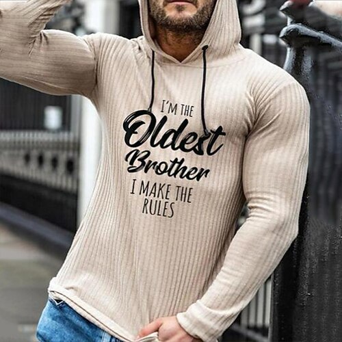 

Men's Hoodie Light Khaki. Green Blue Gray White Hooded Graphic Letter Print Sports & Outdoor Streetwear Cool Designer Casual Winter Fall Clothing Apparel Hoodies Sweatshirts Long Sleeve / Spring