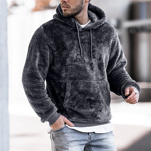 

Men's Pullover Hoodie Sweatshirt Fleece Hoodie Hooded Solid Color Sports Outdoor Daily Sports Hot Stamping Fleece Basic Designer Casual Hoodies Sweatshirts Long Sleeve Blue / Winter / Fall