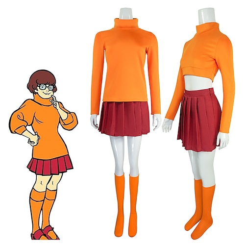 

Inspired by Scoob! Scooby-Doo Velma Dinkley Anime Cosplay Costumes Japanese Cosplay Suits Long Sleeve Top Skirt For Women's
