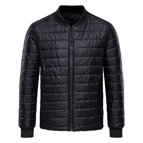 

Men's Puffer Jacket Winter Jacket Quilted Jacket Winter Coat Casual Jacket Windproof Warm Sports Outdoor Daily Holiday Solid Color Outerwear Clothing Apparel Classic Style Casual Daily Black
