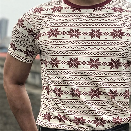 

Men's T shirt Tee Graphic Crew Neck WhiteRed Print Daily Holiday Short Sleeve Print Clothing Apparel Lightweight Casual Comfortable / Summer / Spring / Summer