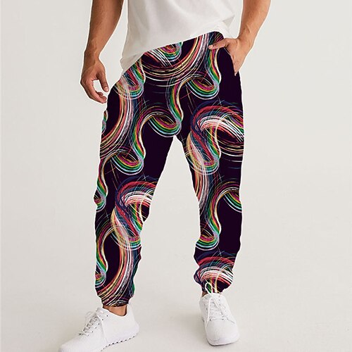 

Men's Sweatpants Joggers Trousers Drawstring Elastic Waist 3D Print Abstract Graphic Prints Comfort Breathable Sports Outdoor Casual Daily Streetwear Designer Black Micro-elastic / Elasticity