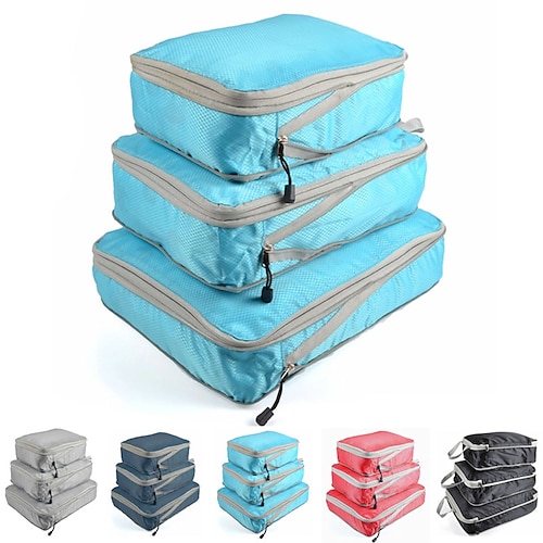 

3pcs Packing Cubes Compact Convenient Mini Size Camping Traveling Business Nylon Fashion Gift For Men and Women 403010 352510 302010 cm