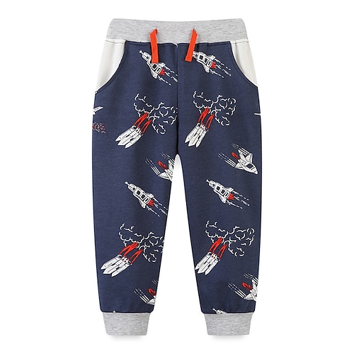 

Kids Boys Pants Print Active Casual Cotton 2-8 Years Winter Navy Blue