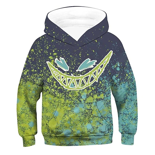 

Kids Boys Hoodie Graphic Outdoor 3D Print Long Sleeve Pocket Fashion 3-12 Years Winter Green