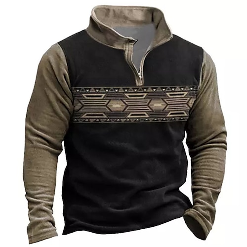 

Men's Unisex Zip Up Sweatshirt Pullover Quarter Zipper Sweatshirt Black Half Zip Color Block Graphic Prints Zipper Print Daily Sports 3D Print Designer Casual Big and Tall Spring & Fall Clothing
