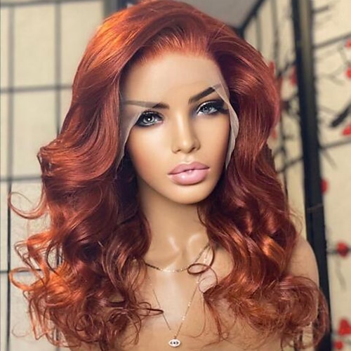 

Remy Human Hair 13x4 Lace Front Wig Free Part Brazilian Hair Body Wave Loose Wave Orange Wig 130% 150% Density with Baby Hair Glueless Pre-Plucked For Women wigs for black women Long Human Hair Lace