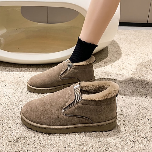 

Women's Boots Snow Boots Booties Ankle Boots Winter Flat Heel Round Toe Suede Loafer Black Khaki Beige