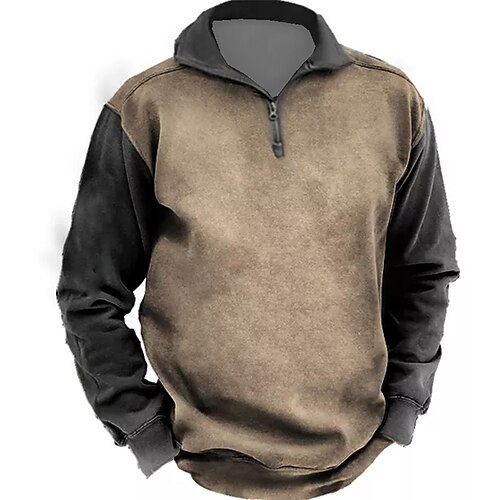 

Men's Unisex Zip Up Sweatshirt Pullover Color Block Graphic Prints Zipper Print Daily Sports 3D Print Designer Casual Big and Tall Clothing Apparel Hoodies Sweatshirts Long Sleeve Brown