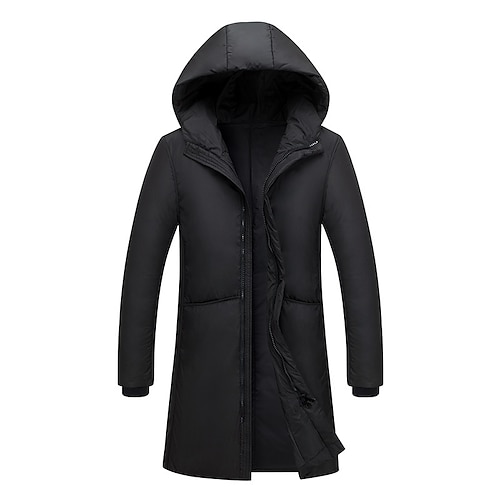 

Men's Puffer Jacket Winter Jacket Quilted Jacket Winter Coat Parka Warm Work Daily Wear Pure Color Outerwear Clothing Apparel Casual Casual Daily Black Gray