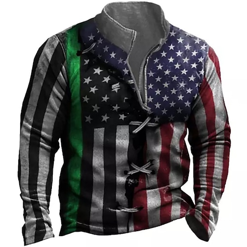 

Men's Unisex Zip Up Sweatshirt Pullover Quarter Zipper Sweatshirt Gray Half Zip Graphic Prints National Flag Zipper Print Daily Sports 3D Print Designer Casual Big and Tall Spring & Fall Clothing