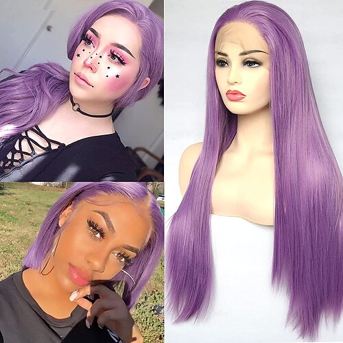 

Synthetic Lace Wig Straight Style 10-26 inch Purple Middle Part 132.5 lace front Wig Women's Wig Dark Purple