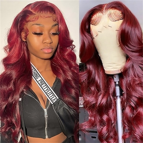 

Burgundy Lace Front Wig HD Colored Lace Front Wigs 99J Body Wave Human Hair Wigs