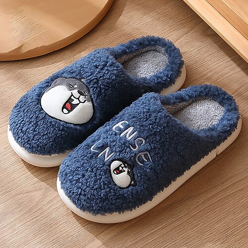 

Men's Unisex Slippers & Flip-Flops Warm Slippers Plush Slippers Casual Home Velvet Elastic Fabric Khaki Blue Gray Winter Fall
