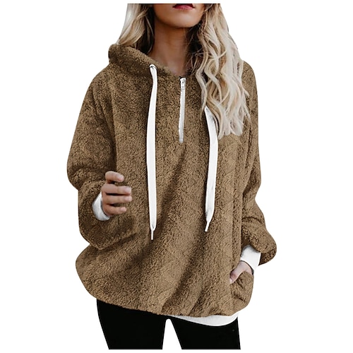 

Women's Pullover Hoodie Sweatshirt Pullover Plain Pocket Quarter Zip Casual Daily Active Streetwear Clothing Apparel Hoodies Sweatshirts Green Blue