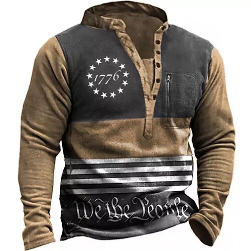 

Men's Unisex Sweatshirt Pullover Button Up Hoodie Green Blue Red Brown Gray Standing Collar Color Block Stripes Graphic Prints Zipper Print Daily Sports Holiday 3D Print Streetwear Designer Casual