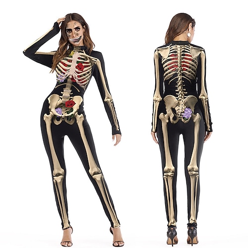 

Zentai Suits Catsuit Skin Suit Skeleton / Skull Adults' Cosplay Costumes Cosplay Halloween Men's Women's Ghost Devil Halloween Carnival Masquerade