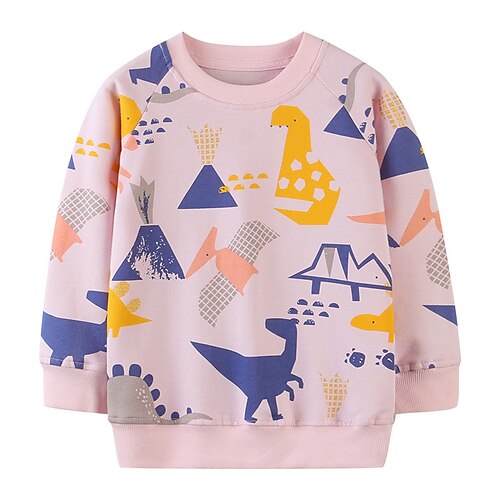 

Kids Boys Sweatshirt Dinosaur Daily Long Sleeve Fashion Cotton 2-8 Years Winter Pink
