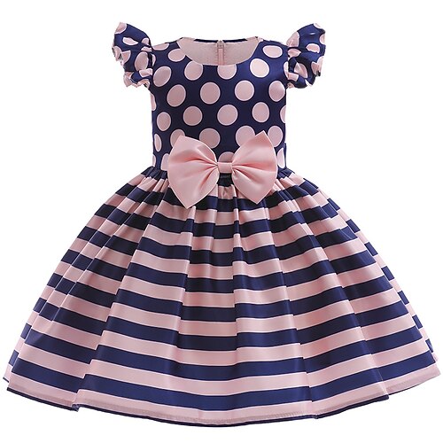 

Kids Little Girls' Dress Graphic Polka Dot A Line Dress Party Special Occasion Bow Print Pink Knee-length Short Sleeve Cute Princess Dresses Spring Summer Slim 2-6 Years