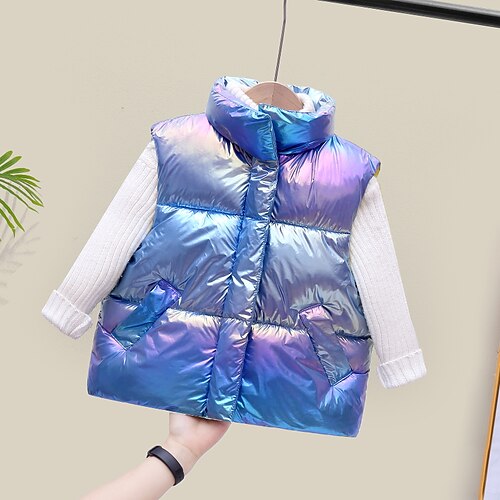 

Kids Boys Vest Down Coat Outerwear Plain Sleeveless Coat Daily Active Cool Blue Pink White Winter Fall 3-10 Years