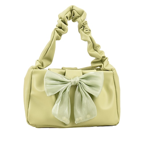 

Women's Leather Bag Top Handle Bag Shoulder Bag PU Leather Bowknot Solid Color Shopping Going out Green White Black Pink