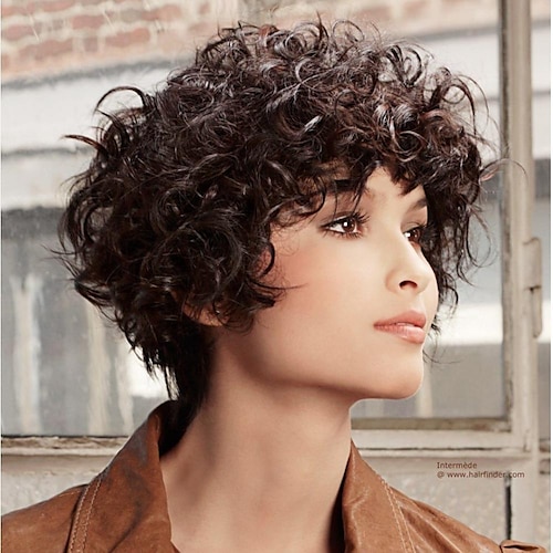 

Human Hair Wig Full Machine Glueless Afro Curly Wig Cheap Pixie Cut Wig Human Hair Short Curly Human Hair Wigs For Black Women