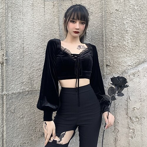 

Goth Girl Vintage Punk & Gothic Masquerade Women's Costume Vintage Cosplay Event / Party Long Sleeve Top