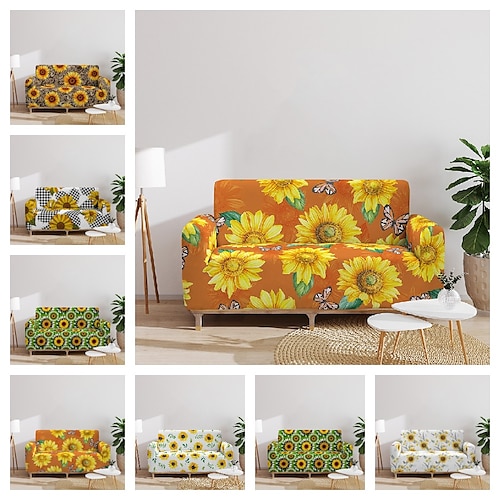 

Floral Printed Sofa Cover Stretch Slipcovers Soft Durable Couch Cover 1 Piece Spandex Fabric Washable Furniture Protector fit Armchair Seat/Loveseat/Sofa/XL Sofa