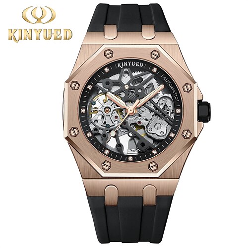 

KINYUED Mechanical Watch Fashion Double-Sided Super Transparent Hollow Automatic Men's Mechanical Watch Luminous Waterproof Function Watch