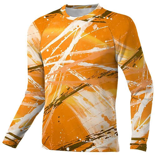 

Herre Alpin Jersey Langærmet Cykel Toppe med 3 baglommer Åndbart Blød Hurtigtørrende Bekvem Orange Graffiti Polyester Sport Tøj