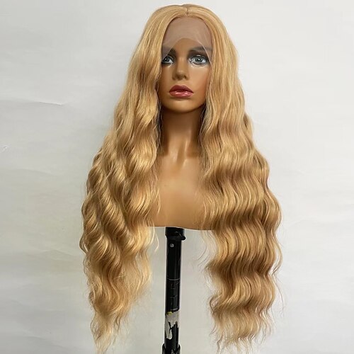 

24Inch Blonde Synthetic Lace Wigs Pre Plucked Body Wave Wigs For Women