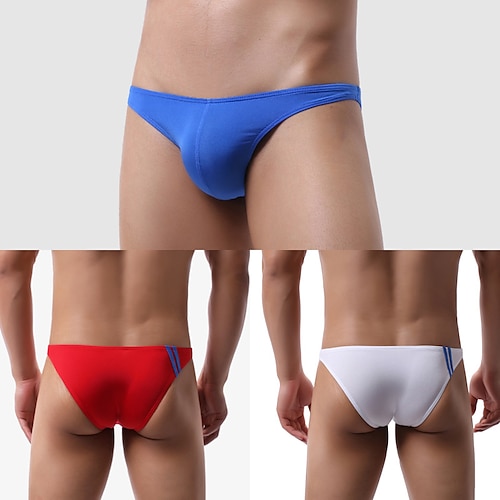 

Men's Basic Panties Briefs 1 PC Underwear Fashion Simple Sexy Pure Color Mid Waist Touch of Sensation Comfort Light Blue Black Royal Blue S M L