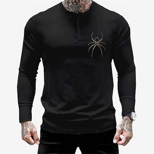 

Men's T shirt Tee Graphic Spider Crew Neck Black Hot Stamping Street Daily Long Sleeve Button-Down Print Clothing Apparel Fashion Designer Casual Comfortable / Sports