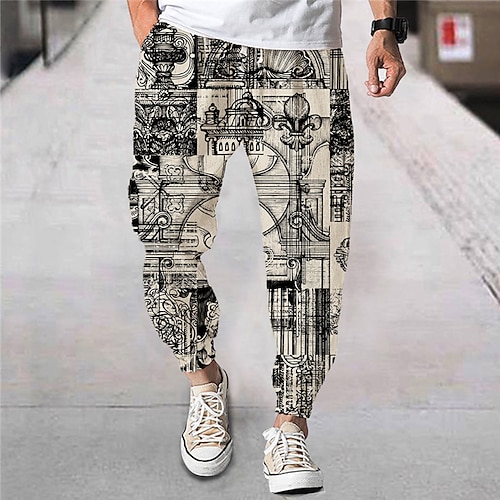 

Men's Joggers Trousers Beach Pants Drawstring Elastic Waist 3D Print Graphic Prints Comfort Breathable Sports Outdoor Casual Daily Streetwear Designer Khaki Micro-elastic / Elasticity