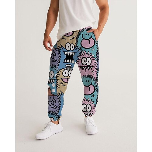 

Men's Sweatpants Joggers Trousers Drawstring Side Pockets Elastic Waist Graphic Prints Comfort Breathable Sports Outdoor Casual Daily Streetwear Stylish Green Blue Micro-elastic