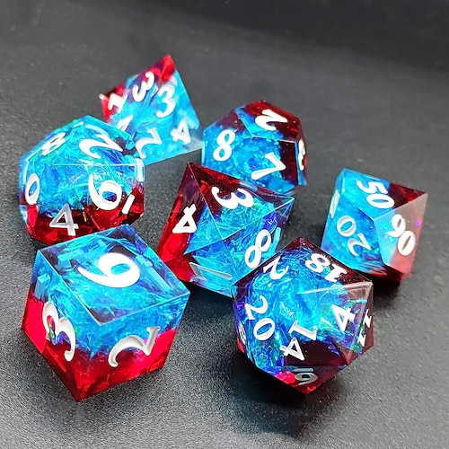 

DND Dice Set Handmade 7Pcs Sharp Edge Dice for Dungeons and Dragons TTRPG Games