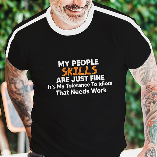 

Men's Unisex T shirt Tee Letter Crew Neck Black Print Outdoor Street Short Sleeve Print Clothing Apparel Sports Designer Casual Big and Tall / Summer / Summer