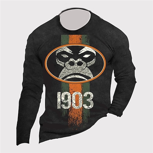 

Men's Unisex T shirt Tee Animal Graphic Prints Crew Neck Black Long Sleeve 3D Print Outdoor Street Print Tops Basic Sports Designer Casual