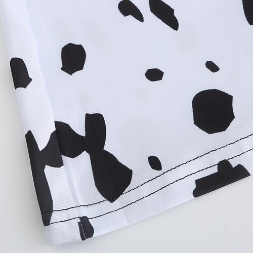  Kids Girls' 101 Dalmatians Cruella De Vil Dress Sets 2pcs Polka Dot Performance Halloween Black Asymmetrical Sleeveless Costume Dresses 3-12 Years